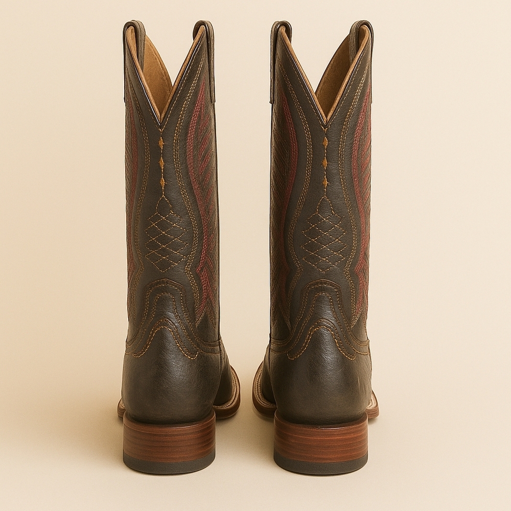 Ariat Vaquera Western Boots 8B Black Red Stitch Square Toe Cowgirl Ranch Core 🤠 - Picture 5 of 10